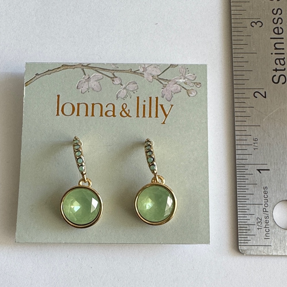 Lonna & Lilly Gold and Light Green Gem Earrings